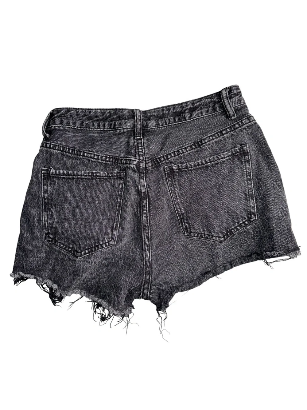 S.O.N.G. Mom Shorts Womens 7/28 Black Denim Distressed Frayed High Rise Button